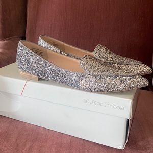 Sole Society Silver glitter flats
